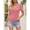 MEROKEETY Womens 2026 Summer Short Sleeve Tops Casual T Shirts(Darkpink)