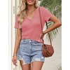 MEROKEETY Womens 2026 Summer Short Sleeve Tops Casual T Shirts(Darkpink)