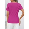 MEROKEETY Womens 2026 Summer Short Sleeve Tops Casual T Shirts(Hot Pink)