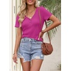 MEROKEETY Womens 2026 Summer Short Sleeve Tops Casual T Shirts(Hot Pink)