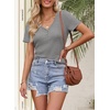 MEROKEETY Womens 2026 Summer Short Sleeve Tops Casual T Shirts(Lightgrey)