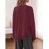 MEROKEETY Womens Fall Asymmetric Lace Long Sleeve Top Casual Cute Shirts(Burgundy)