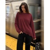MEROKEETY Womens Fall Asymmetric Lace Long Sleeve Top Casual Cute Shirts(Burgundy)
