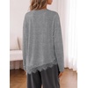 MEROKEETY Womens Fall Asymmetric Lace Long Sleeve Top Casual Cute Shirts(Grey)