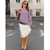 MEROKEETY Womens Fall Asymmetric Lace Long Sleeve Top Casual Cute Shirts(Greypurple)