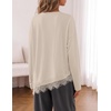 MEROKEETY Womens Fall Asymmetric Lace Long Sleeve Top Casual Cute Shirts(Sand)