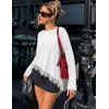MEROKEETY Womens Fall Asymmetric Lace Long Sleeve Top Casual Cute Shirts(White)