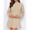 MEROKEETY Womens Fall Dress 2 Piece Outfits Mini Skirt Set Sweater Dresses(Apricot)