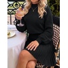 MEROKEETY Womens Fall Dress 2 Piece Outfits Mini Skirt Set Sweater Dresses(Black)