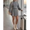 MEROKEETY Womens Fall Dress 2 Piece Outfits Mini Skirt Set Sweater Dresses(Grey)