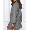 MEROKEETY Womens Fall Dress 2 Piece Outfits Mini Skirt Set Sweater Dresses(Grey)