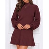 MEROKEETY Womens Fall Dress 2 Piece Outfits Mini Skirt Set Sweater Dresses(Wine)