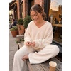 MEROKEETY Women’s Fall Fleece 2 Piece Outfits Pajama Lounge Sets(Beige)
