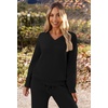 MEROKEETY Women’s Fall Fleece 2 Piece Outfits Pajama Lounge Sets(Black)
