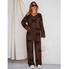 MEROKEETY Women’s Fall Fleece 2 Piece Outfits Pajama Lounge Sets(Bowcoffee)