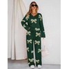 MEROKEETY Women’s Fall Fleece 2 Piece Outfits Pajama Lounge Sets(Bowgreen)