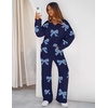 MEROKEETY Women’s Fall Fleece 2 Piece Outfits Pajama Lounge Sets(Bownavy)