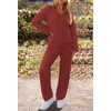 MEROKEETY Women’s Fall Fleece 2 Piece Outfits Pajama Lounge Sets(Brickred)