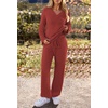 MEROKEETY Women’s Fall Fleece 2 Piece Outfits Pajama Lounge Sets(Brickred)