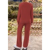 MEROKEETY Women’s Fall Fleece 2 Piece Outfits Pajama Lounge Sets(Brickred)
