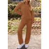 MEROKEETY Women’s Fall Fleece 2 Piece Outfits Pajama Lounge Sets(Brown)
