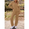 MEROKEETY Women’s Fall Fleece 2 Piece Outfits Pajama Lounge Sets(Camel)