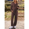 MEROKEETY Women’s Fall Fleece 2 Piece Outfits Pajama Lounge Sets(Coffee)