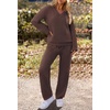 MEROKEETY Women’s Fall Fleece 2 Piece Outfits Pajama Lounge Sets(Coffee)