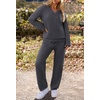 MEROKEETY Women’s Fall Fleece 2 Piece Outfits Pajama Lounge Sets(Darkgrey)