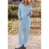 MEROKEETY Women’s Fall Fleece 2 Piece Outfits Pajama Lounge Sets(Lightblue)