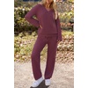 MEROKEETY Women’s Fall Fleece 2 Piece Outfits Pajama Lounge Sets(Marron)