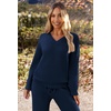 MEROKEETY Women’s Fall Fleece 2 Piece Outfits Pajama Lounge Sets(Navy)
