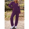 MEROKEETY Women’s Fall Fleece 2 Piece Outfits Pajama Lounge Sets(Plum)