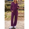 MEROKEETY Women’s Fall Fleece 2 Piece Outfits Pajama Lounge Sets(Plum)