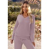 MEROKEETY Women’s Fall Fleece 2 Piece Outfits Pajama Lounge Sets(Taro)
