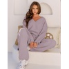 MEROKEETY Women’s Fall Fleece 2 Piece Outfits Pajama Lounge Sets(Taro)