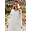MEROKEETY Women’s Fall Fleece 2 Piece Outfits Pajama Lounge Sets(White)