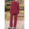MEROKEETY Women’s Fall Fleece 2 Piece Outfits Pajama Lounge Sets(Wine)