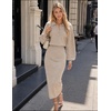 MEROKEETY Women’s Fall Long Sleeve Bodycon Midi Sweater Dress(Apricot)