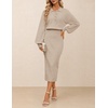 MEROKEETY Women’s Fall Long Sleeve Bodycon Midi Sweater Dress(Apricot)
