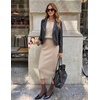 MEROKEETY Women’s Fall Long Sleeve Bodycon Midi Sweater Dress(Apricot)