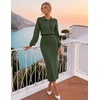 MEROKEETY Women’s Fall Long Sleeve Bodycon Midi Sweater Dress(Armygreen)