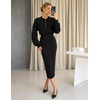 MEROKEETY Women’s Fall Long Sleeve Bodycon Midi Sweater Dress(Black)