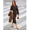 MEROKEETY Women’s Fall Long Sleeve Bodycon Midi Sweater Dress(Coffee)