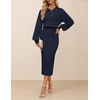 MEROKEETY Women’s Fall Long Sleeve Bodycon Midi Sweater Dress(Navy)