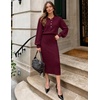 MEROKEETY Women’s Fall Long Sleeve Bodycon Midi Sweater Dress(Wine)