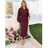 MEROKEETY Women’s Fall Long Sleeve Bodycon Midi Sweater Dress(Wine)