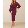 MEROKEETY Women’s Fall Long Sleeve Bodycon Midi Sweater Dress(Wine)