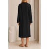MEROKEETY Women’s Fall Long Sleeve Midi Sweater Dress V Neck Knit Dresses(Black)