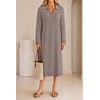 MEROKEETY Women’s Fall Long Sleeve Midi Sweater Dress V Neck Knit Dresses(Camel)